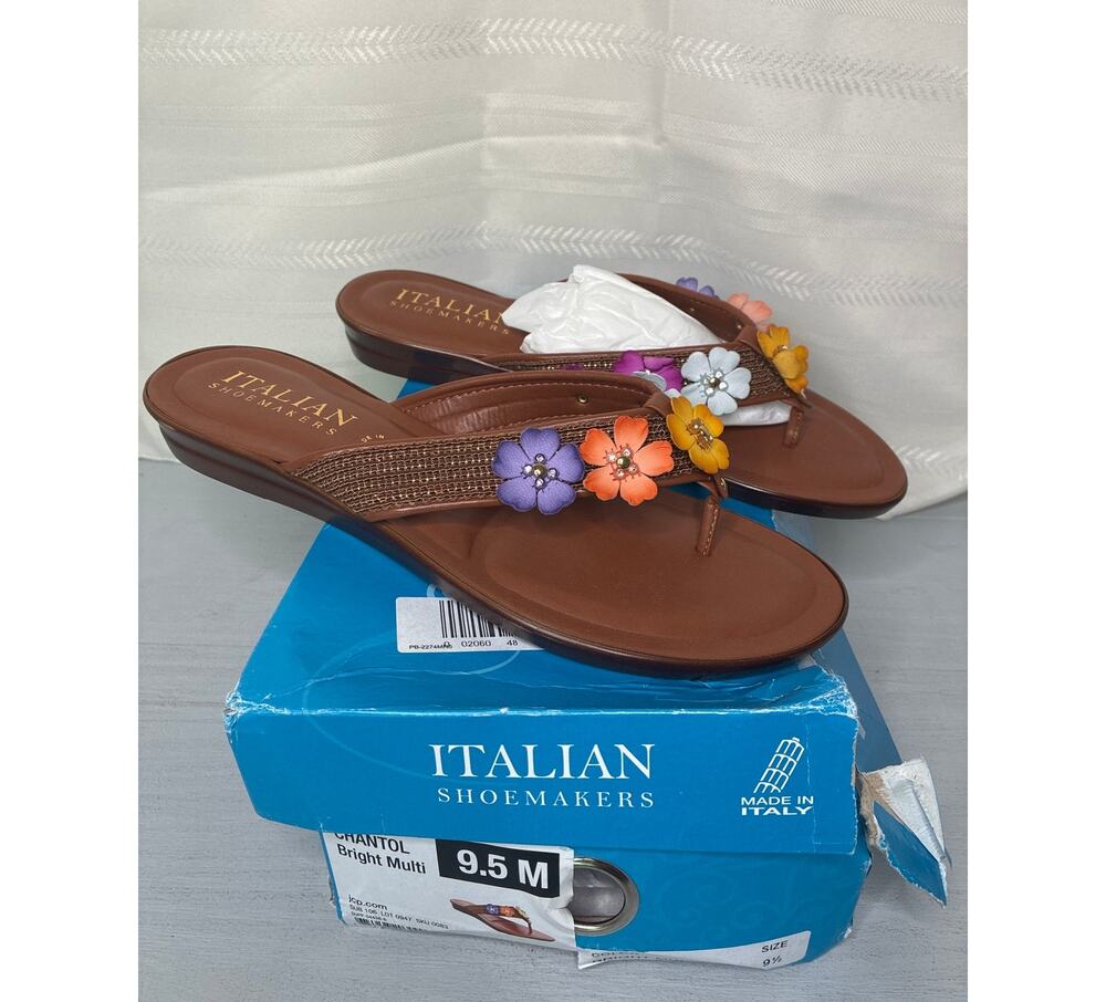 Italian Shoemakers Chantol Flat Sandals Bright Multi Size 9.5M